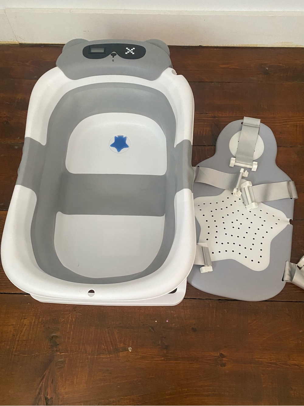 Baby Bath Tub with Support Sling/Thermometer/ Collapsable